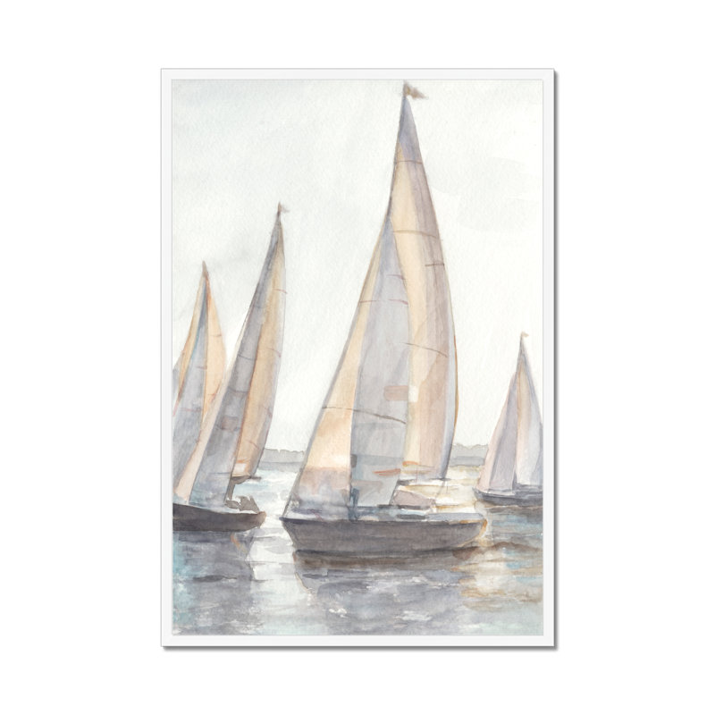 Plein Air Sailboats I by Ethan Harper - Painting, 34cm H x 24cm W, White Framed Paper Print