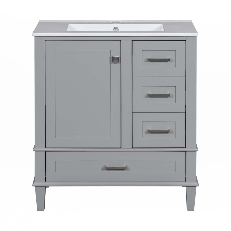 Ensemble de meuble-lavabo moderne 30 po avec meuble-lavabo 30 po, Gris, Argent
