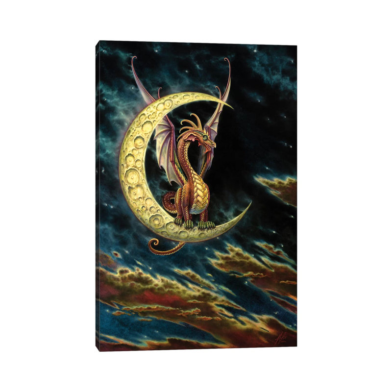 Moon Dragon by Myles Pinkney - Wrapped Canvas Print