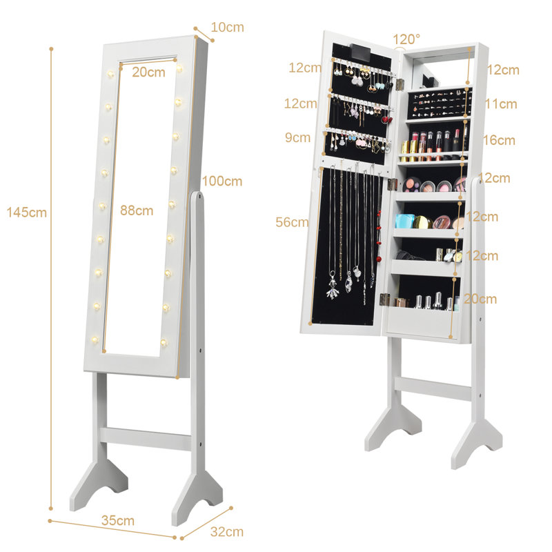 Wylo Freestanding Glass Jewelry Armoire