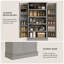 Armoire de cuisine grise autoportante avec 12 portes et 5 niveaux de rangement