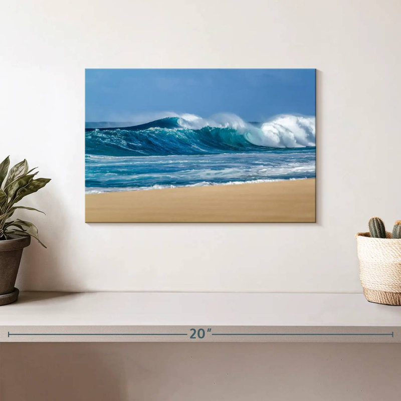 Senne brisant les vagues de la mer, H 8 po x l 12 po