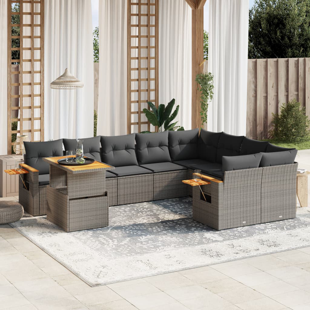 9-Sitzer Lounge-Set aus Polyrattan mit Polster