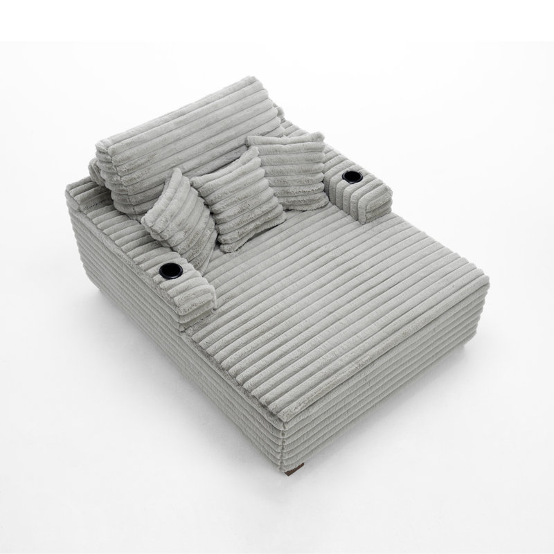 Upholstered Chaise Lounge, Light Grey