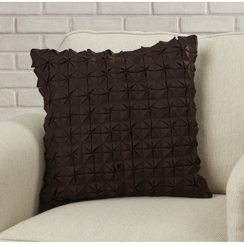  Wool Throw Pillow, 22" H x 22" W x 4" D, Black