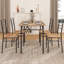 Dining Table Set with 4 Seats, Metal and Wood Frame Kitchen Desk for Home Bar, Grey and Brown-1205292975-1205292970