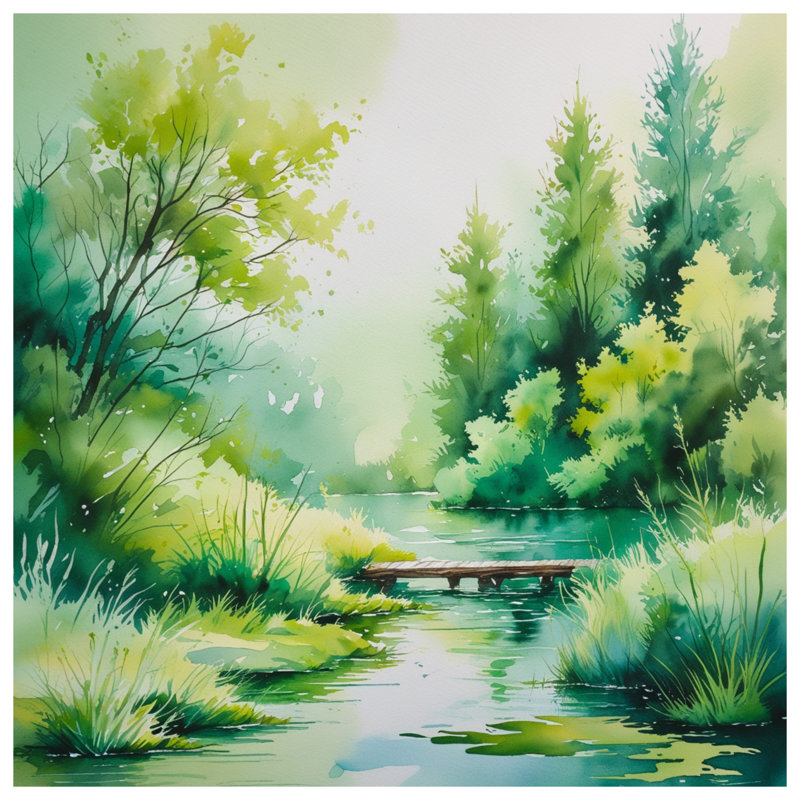 Couvertures Watercolor Forest Scene, L 60 po x H 80 po
