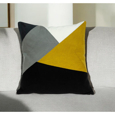 Contix Black Geometric 20" x 20" Embroidered Decorative Throw Pillow