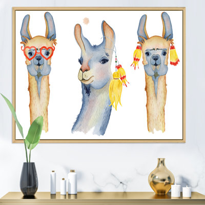 Dessin de mignon lama mignon I - reproduction sur toile