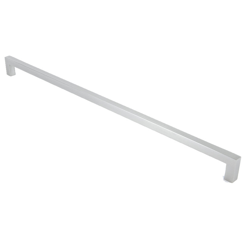 Poignée de meuble centrale carrée 13" moderne, Nickel satiné, 13"