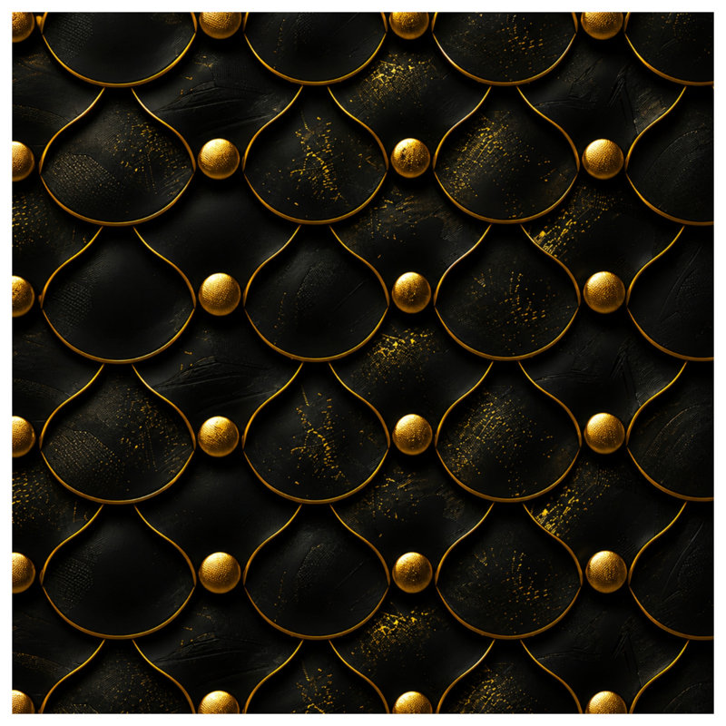 Tapisserie murale noire et dorée, H 104 po x 88 avec 4 œillets