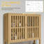 Armoire de rangement en bambou au-dessus de la toilette, organisateur de salle de bain au-dessus de la toilette avec portes à lattes, tablette réglable et tablette ouverte, naturel