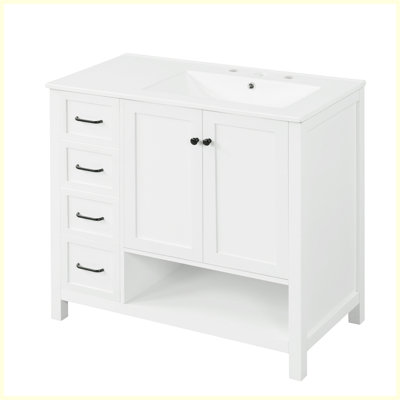 Modern Bathroom Vanity Cabinet with Sink Top and Drawers