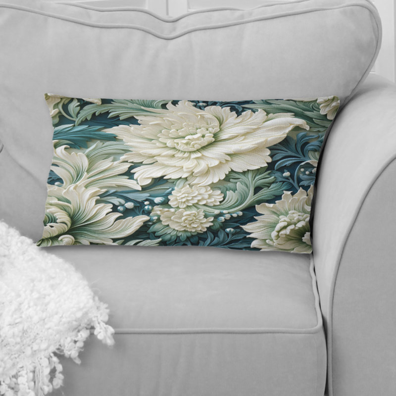 Coussin décoratif vert et blanc à motif cachemire vert