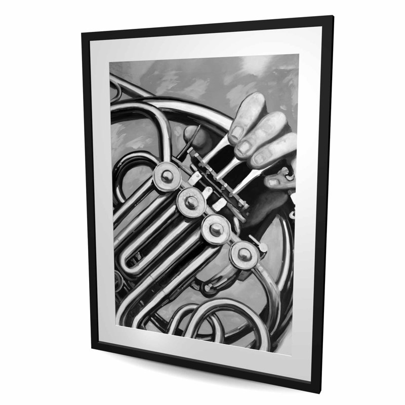 Musicien avec cor français, impression matte encadrée
