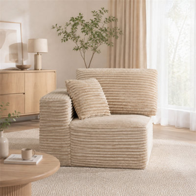 Canapé modulaire en velours côtelé compressible de couleur chameau, siège de loisir sans accoudoirs, pour les chaises de décoration dans les salons et les chambres