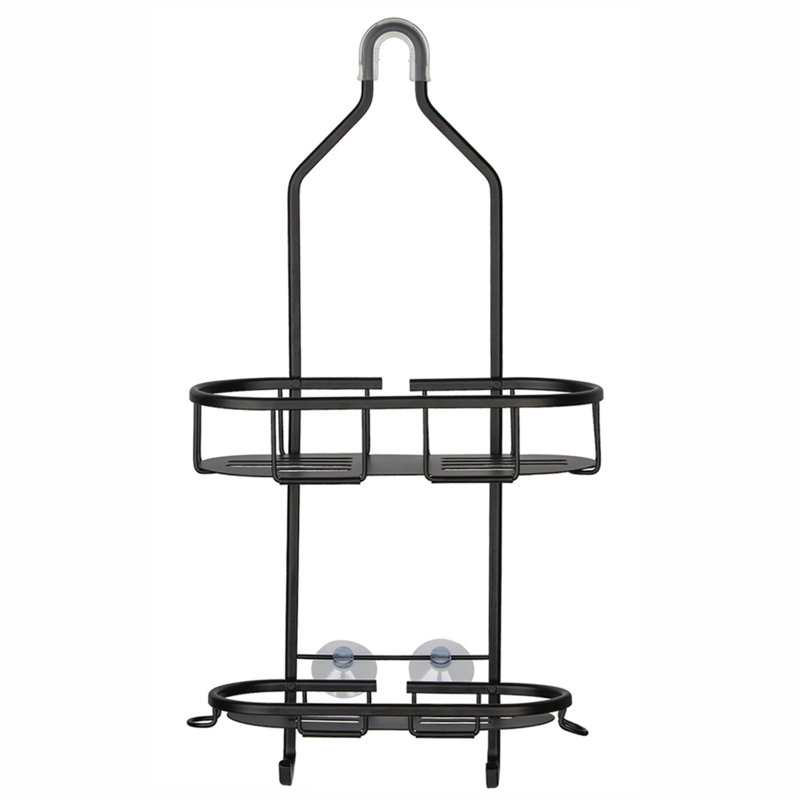 Utopia Alley Rustproof Aluminum Shower Caddy for Shower Heads - Hanging Shower Caddy Organizer with 2 Shelves, Overhead Shower Caddy for Bathroom & Home, Handheld Shower Head, Tall Bottle Rack -  Includes Shower Liner and Shower Hooks, Matte Black Finish