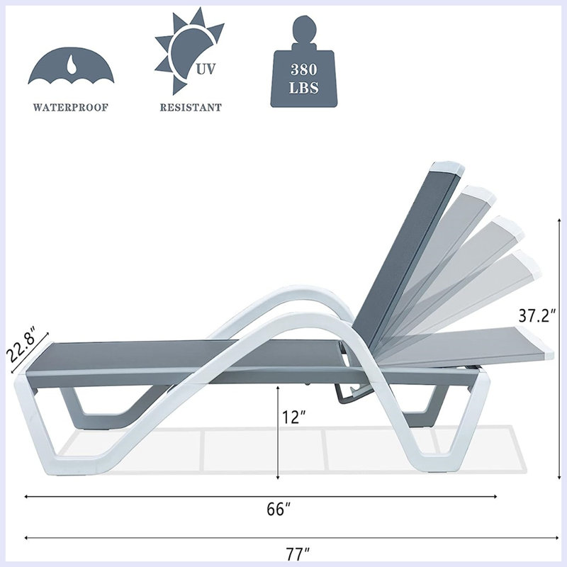 Chaise longue d'extérieur en métal Rodrecus, Gris