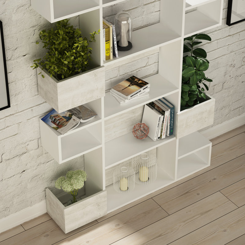Bracero 67.32cm H x 67.32cm W Standard Bookcase, White/Ancient White