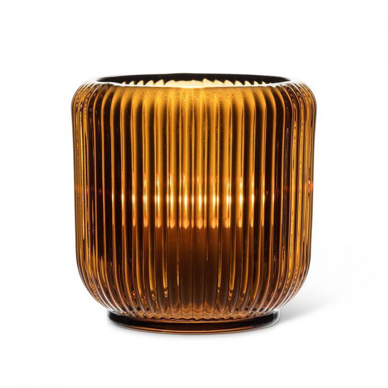 Large Ribbed Votive Candle Holder, 3.50'' H x 3.25'' W, Amber