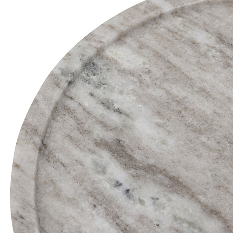 D10 "Plateau rond en marbre avec finition gris naturel