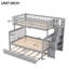 Lit superposé simple au-dessus d'un lit double avec escalier et lit gigogne, gris - Espace de sommeil confortable et stable-1543231931