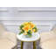 Faux Peony Floral Arrangement In Square Glass Vase