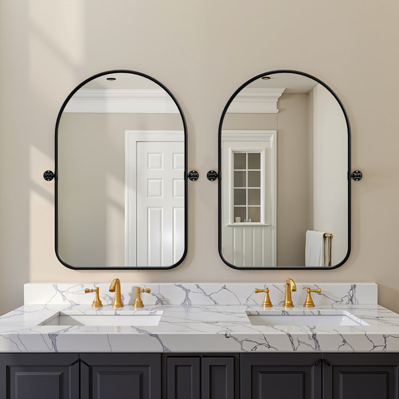 Quesenberry Arch Wall Mirror, Black, 36'' x 24''