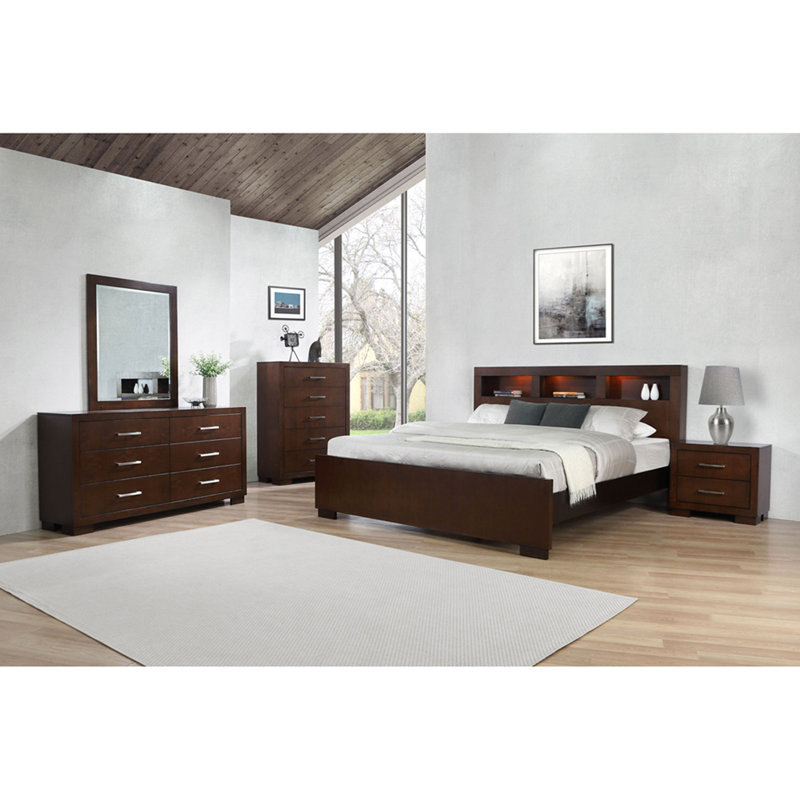 Cappuccino Queen Bed with Bookcase Headboard