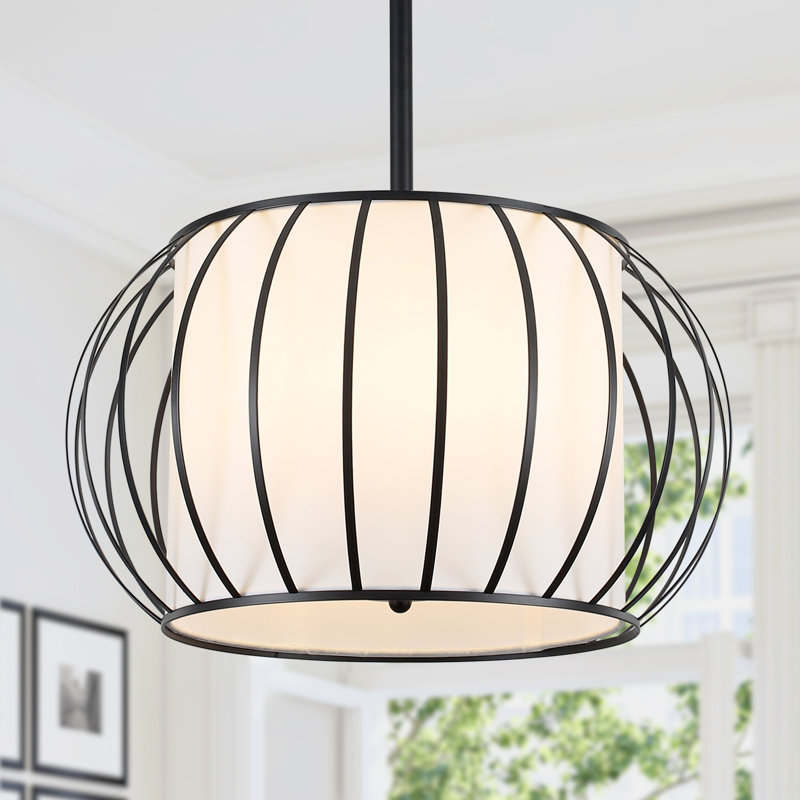 Lustre tambour 4 lumières à intensité variable, Noir mat