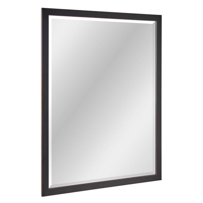 Black Metal Framed Modern Rectangular Wall Mirror with Oil Rubbed Bronze Trim - 40x30"