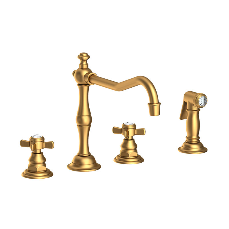 Fairfield Double Handle Kitchen Faucet with Side Spray, Satin Bronze