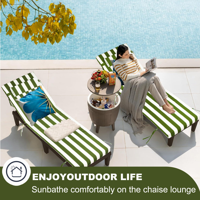 2Ps All-Weather Outdoor Chaise Lounge Cushion, 3-Inch Thick Lounge Chair Cushion With Adjustable Headrest, Fits 70-72" Patio Chairs, Indoor/Outdoor Use