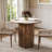 31.5'' Round Sintered Stone Dining Table with Solid Wood Base for Kitchen