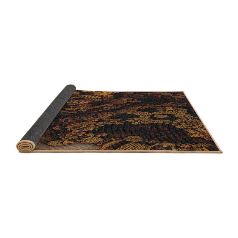 Tapis brun/noir à motifs, Carré 7 pi