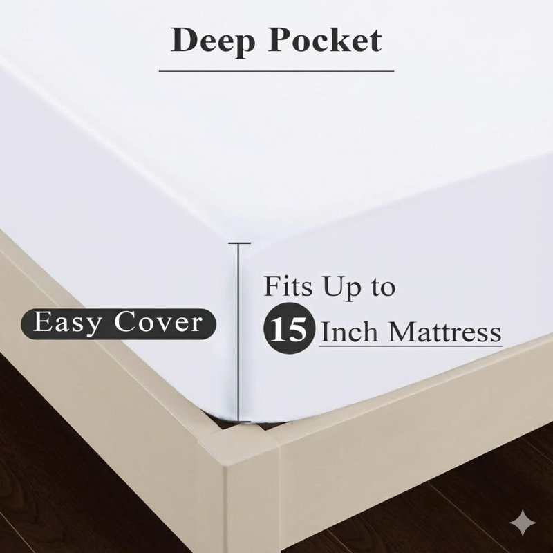 Soft Brushed Microfiber Fitted Sheet - 15" Deep Pocket, Breathable & Cooling Bottom Sheet, Wrinkle & Fade Resistant