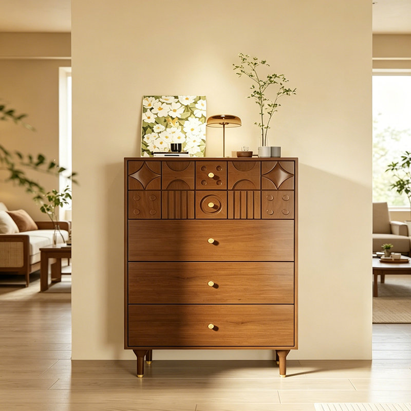 Armoire d'entrée Mid-Century en bois massif, 49.2" H x 31.5" W x 15.7" D