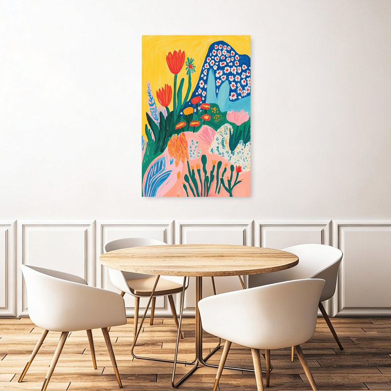 Vibrant Flower Garden Abstract Colorful Vibrant Flower Landscape Wall Art Print by Mathieu - Wrapped Canvas Print
