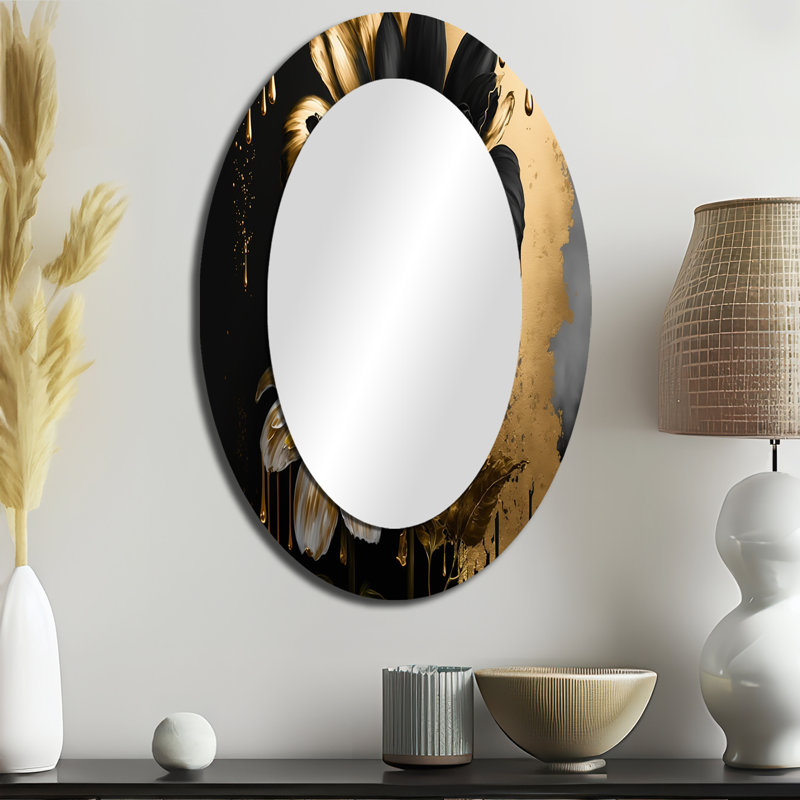 Miroir mural noir et doré Daisy II - noir, 36 po x 24 po