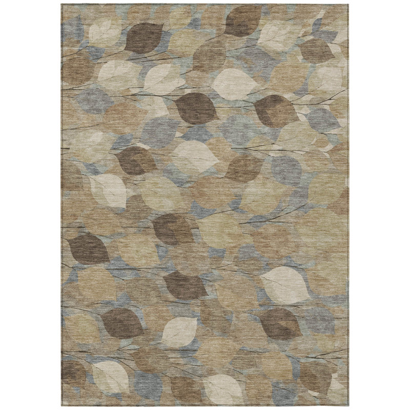 Machine Washable Indoor/Outdoor Chantille ACN2444 Floral Rug, 8' x 10', Beige