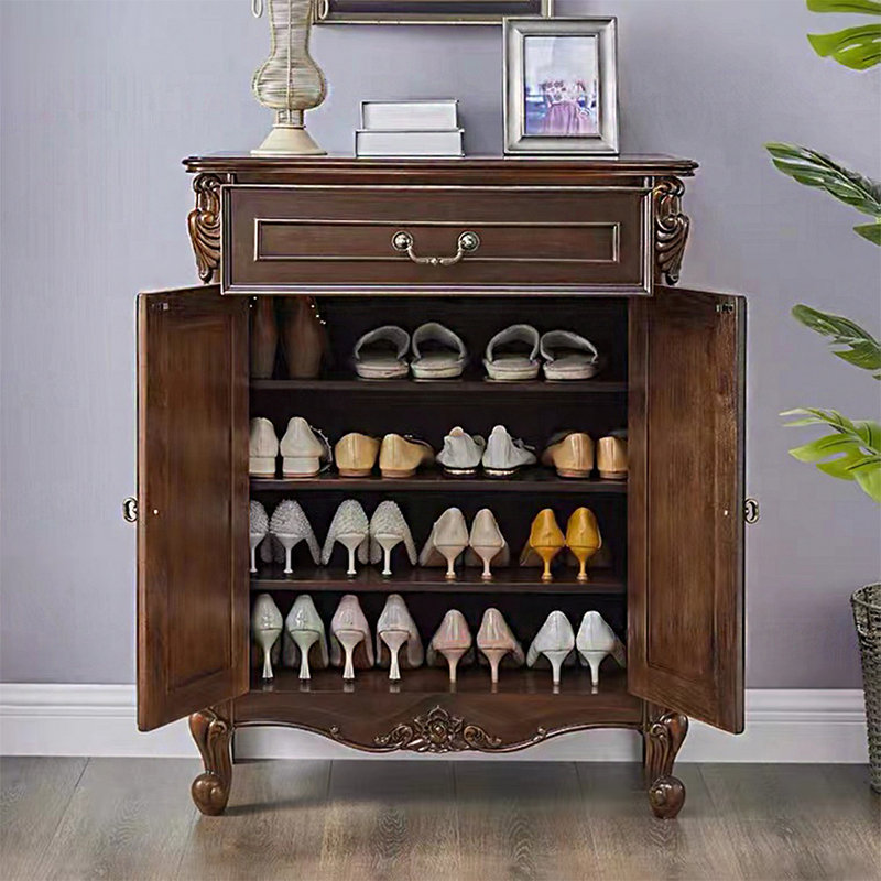 Range-chaussures 12 paires de rangement pour chaussures, Bois brun foncé