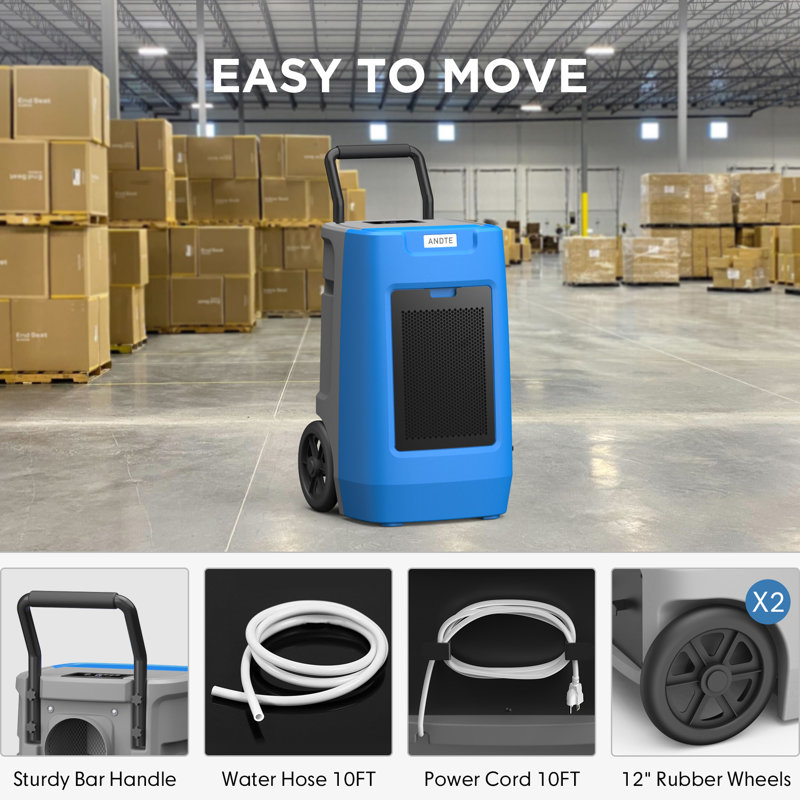 ANDTE 190 Pints Blue Commercial Dehumidifier with Pump