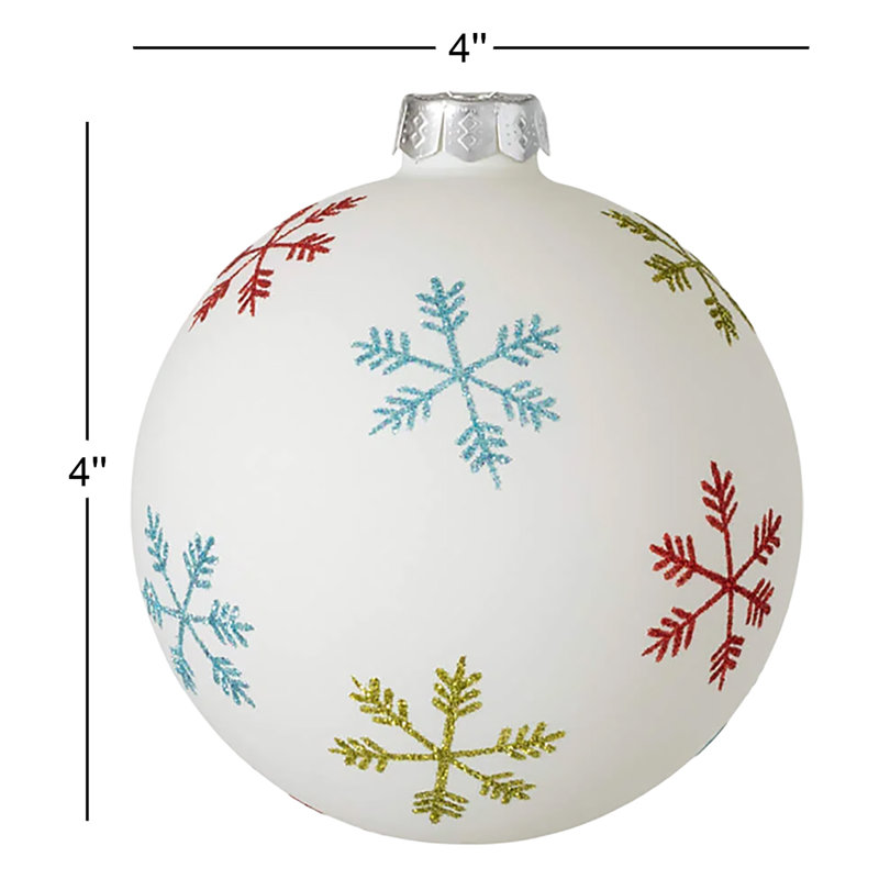 4" Christmas Retro Ball Snowflake Ornament, Multicolor