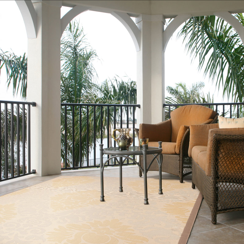 Arneshia Beige Indoor/Outdoor Area Rug, Rectangle 9' x 12'