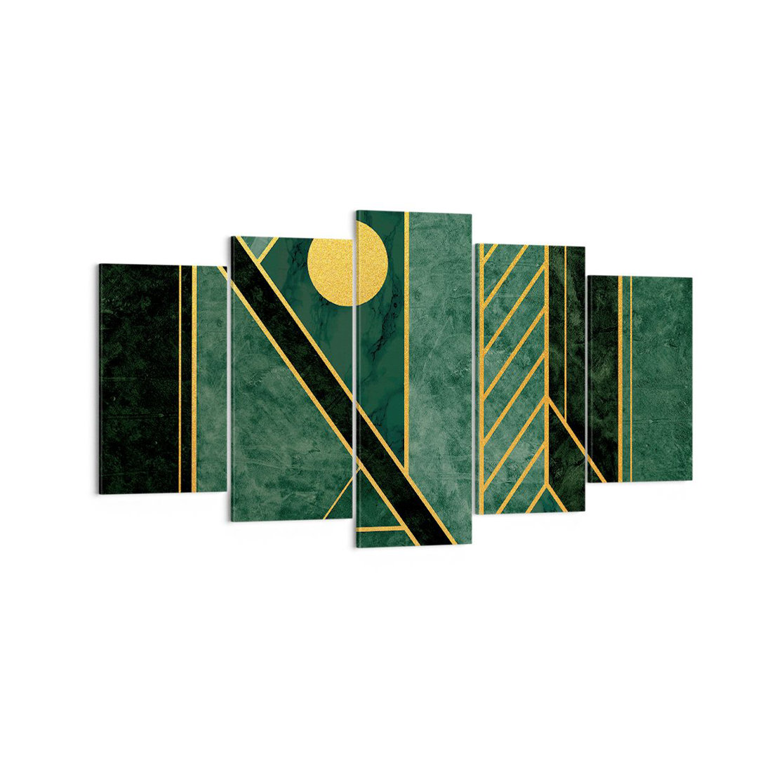 5-tlg. Leinwandbilder-Set Green Piece Geometric