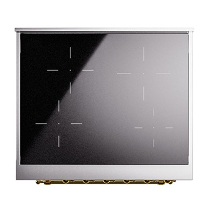 Cuisinière à induction 30 pouces avec 4 éléments à induction (porte pleine) ILVE Nostalgie II Series, Blanc/laiton