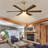 6 Blade Solid Wood Ceiling Fan with Gold Finish, Smart App Control, DC Reversible Motor, 3 Color LED Light & 6 Speed Quiet Operation (6”/12”/24” Downrods)-842059521