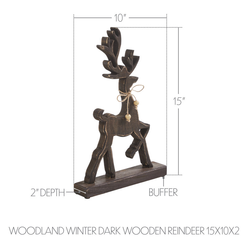 Renne en bois foncé Woodland Winter, H 15 po x l 10 po x P 2 po