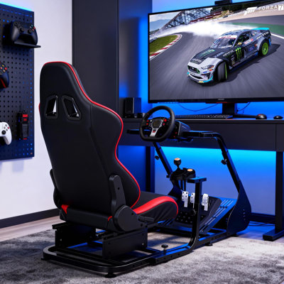 Support de volant de course pliable, cockpit de course de course réglable pour G923 / G920 / G29, Thrustmaster T248P, Fanatec, Hori, Mad Catz, support de volant en acier au carbone avec réglage de l'angle de la pédale