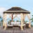 13 Ft. W x 11 Ft. D  Slolar Powered Metal Patio Gazebo with Sidewalls-110743370